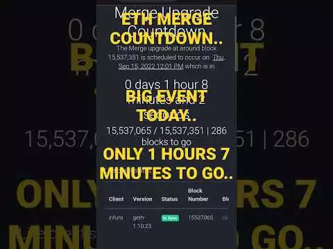 ETH MERGE COUNTDOWN..😎😀😄😎😎#eth #ethmerge #cryptonews #ethereum #bitcoin #cryptocurrency
