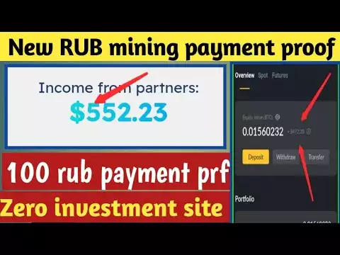 100 Ruble mining payment proof || Free Bitcoin Mining || New free mining site without investment