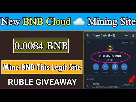 New BnB Cloud Mining Site | Get 4.5$ Free | Mine Daily 4 Crypto Coin | 250 Rubles Giveaway | Join