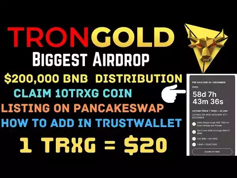 TRXG GOLD Airdrop - $200,000 BNB Distribution | How to Claim Coins & Add in TrustWallet