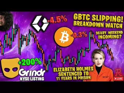 Bitcoin LIVE : GBTC IN TROUBLE!, GRINDER UP 200%, ELIZABETH HOLMES SENTENCED!