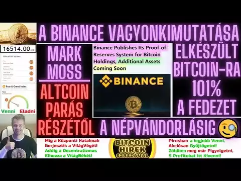 Bitcoin Hírek (1123) - A Binance Hivatalos VagyonKimutatása elkészült a Bitcoin-ra, 101% a Fedezet🧐