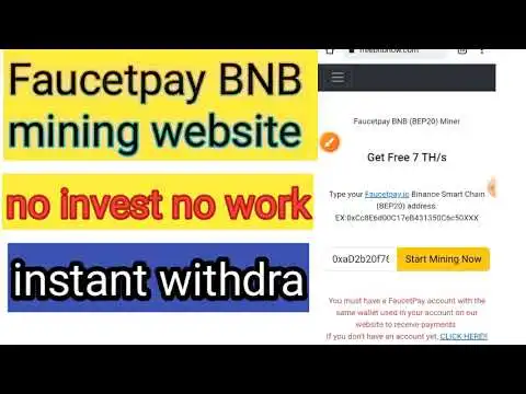 Faucetpay BNB Free mining website  | no work no invest instant withdraw