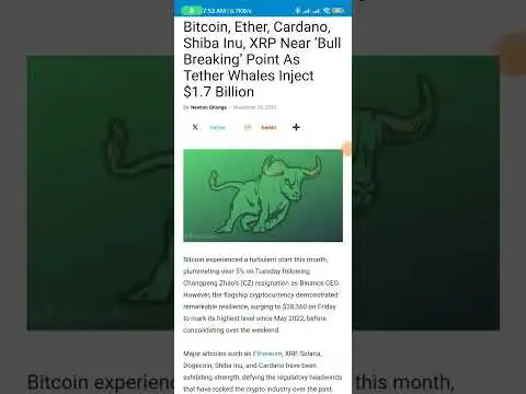Bitcoin, Ether, Cardano, Shiba Inu, XRP Near ?Bull Breaking? Point As Tether Whales Inject $1.7 B
