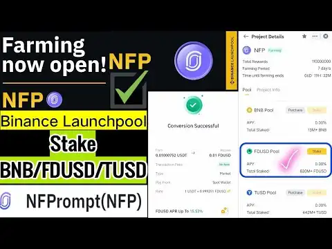 Binance Launchpool | Stake BNB FDUSD TUSD to Earn NFPrompt Coin Free | How To Participate