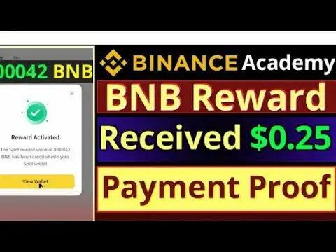 Binance academy course  reward received|| payment proof||BNB reward||