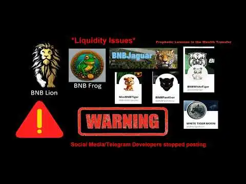 !WARNING! Liquidity & other Issues: BNB LION, FROG, WHITETIGER, PANTHER, MINITiGER, WHITE TIGER MOON
