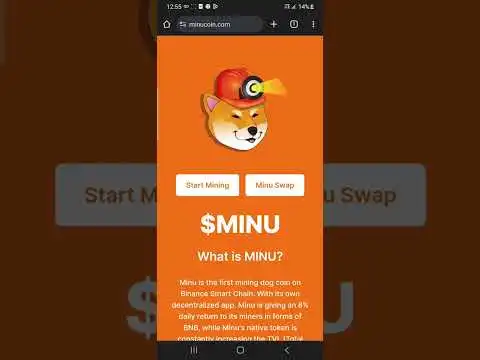 Minu Coin - BNB Miner Pays 8% DAILY 50$ to 2920% ROI | Day 1