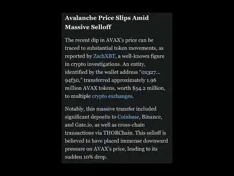 AVAX Coin Slips 10% #avalanche #cryptocurrency #crypto