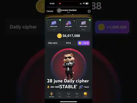 Hamster coin daily cipher code #hamsterkombat #coin #crypto #bitcoin #hamsters