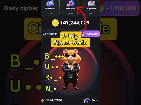 Hamster Kombat Daily Cipher #crypto #nft #cryptocurrency #bitcoin #coin  #shortsviral