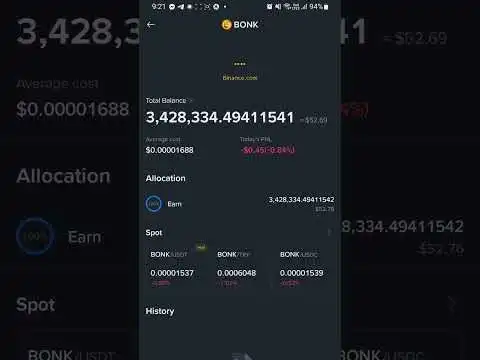 I Own 3.4 Million BONK ? Is It The Next Big Meme Coin? #usa #BONK #MemeCoin #Binance