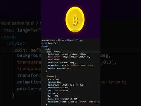 Bitcoin Coin Flip CSS Animation | 3D Bouncing UI in HTML & CSS #html #css #bitcoin #animation #ui