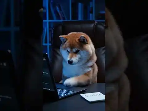 A Shiba Inu comically fails at staking Dogecoin because his paws are too big.